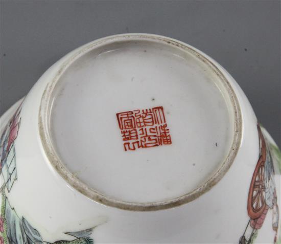 A set of nine Chinese famille rose nesting cups, Daoguang period, graduating from 4.1cm to 11cm, largest cup with rim chip and short ha